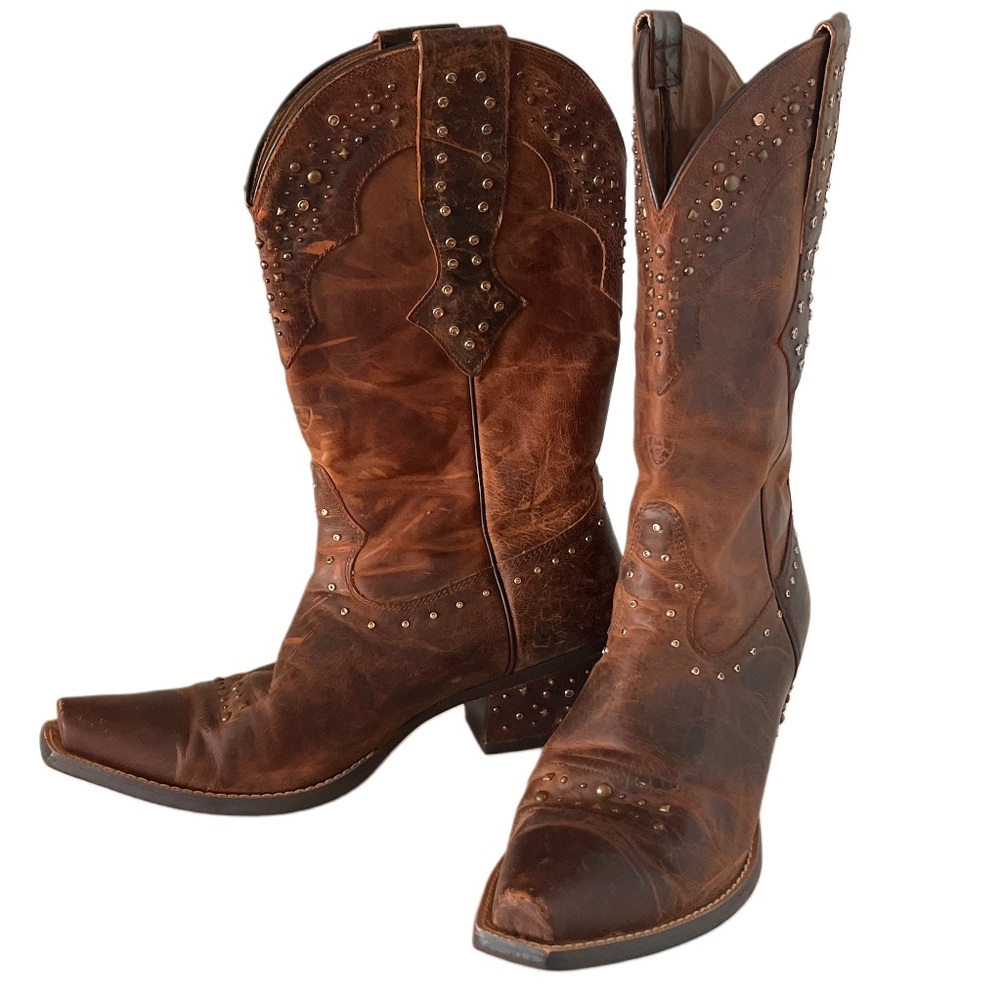 Ariat Rhinestone Cowgirl Sassy Studded Brown Leather Western Boots 10B 10006850 - Picture 2 of 15